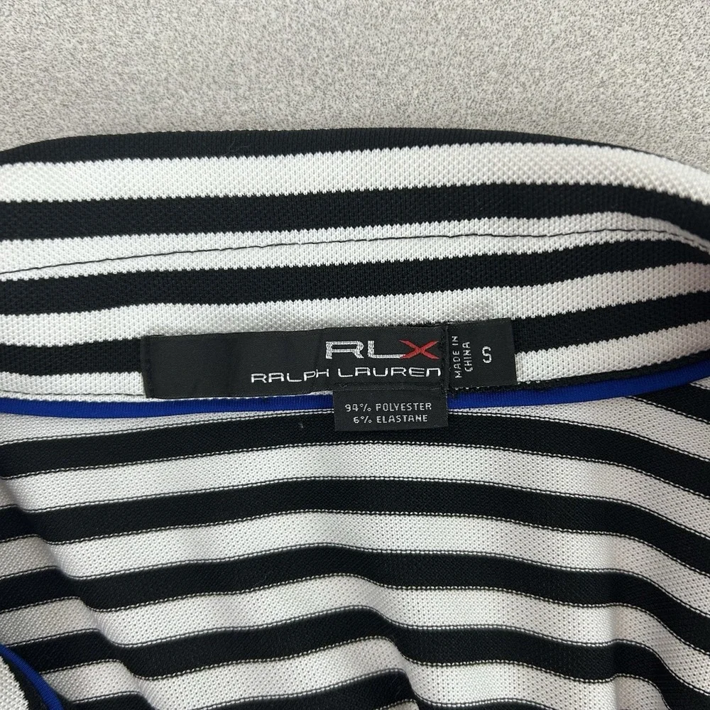 RLX Ralph Lauren‎ Golf Polo Shirt Mens Small Black White Striped Folds of Honor